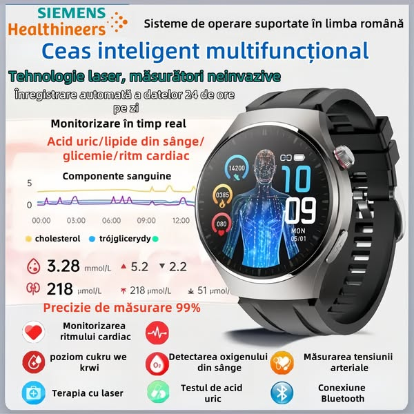 Ceasul Siemens pentru terapie cu laser poate monitoriza ritmul cardiac/tensiunea arterială/glicemia