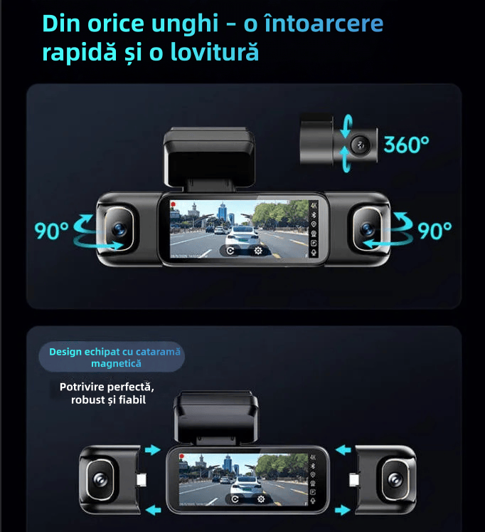 Cameră auto Garmin G980 cu control vocal și inteligență artificială, patru camere, vedere panoramică la 360°, vedere nocturnă 4K Ultra HD și urmărire GPS
