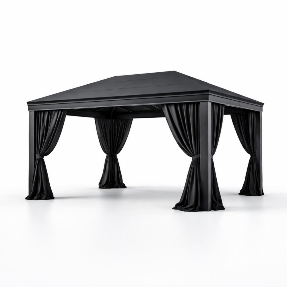 Pavillon de jardin rectangulaire en acier et polyester noir 300x400 cm