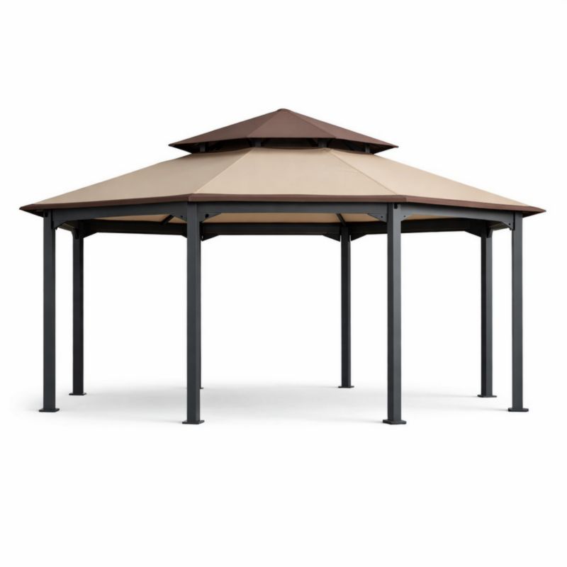 Pavillon de Jardin en Aluminium Beige et Marron