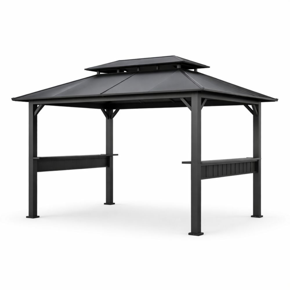 Tonnelle en Acier Rectangulaire 300 cm x 400 cm Noir