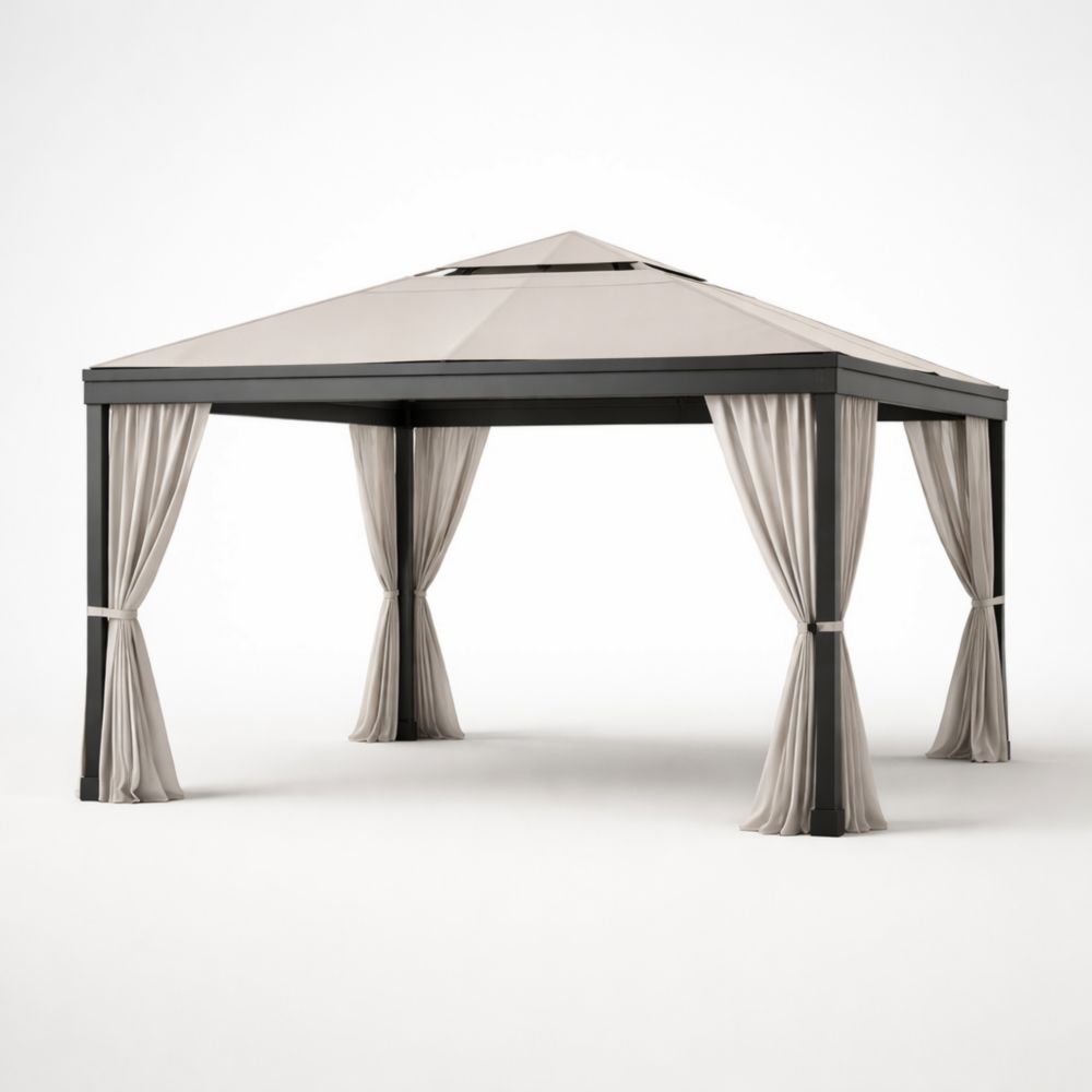 Pavillon de Jardin en Aluminium et Polyester Beige 300x300x250 cm