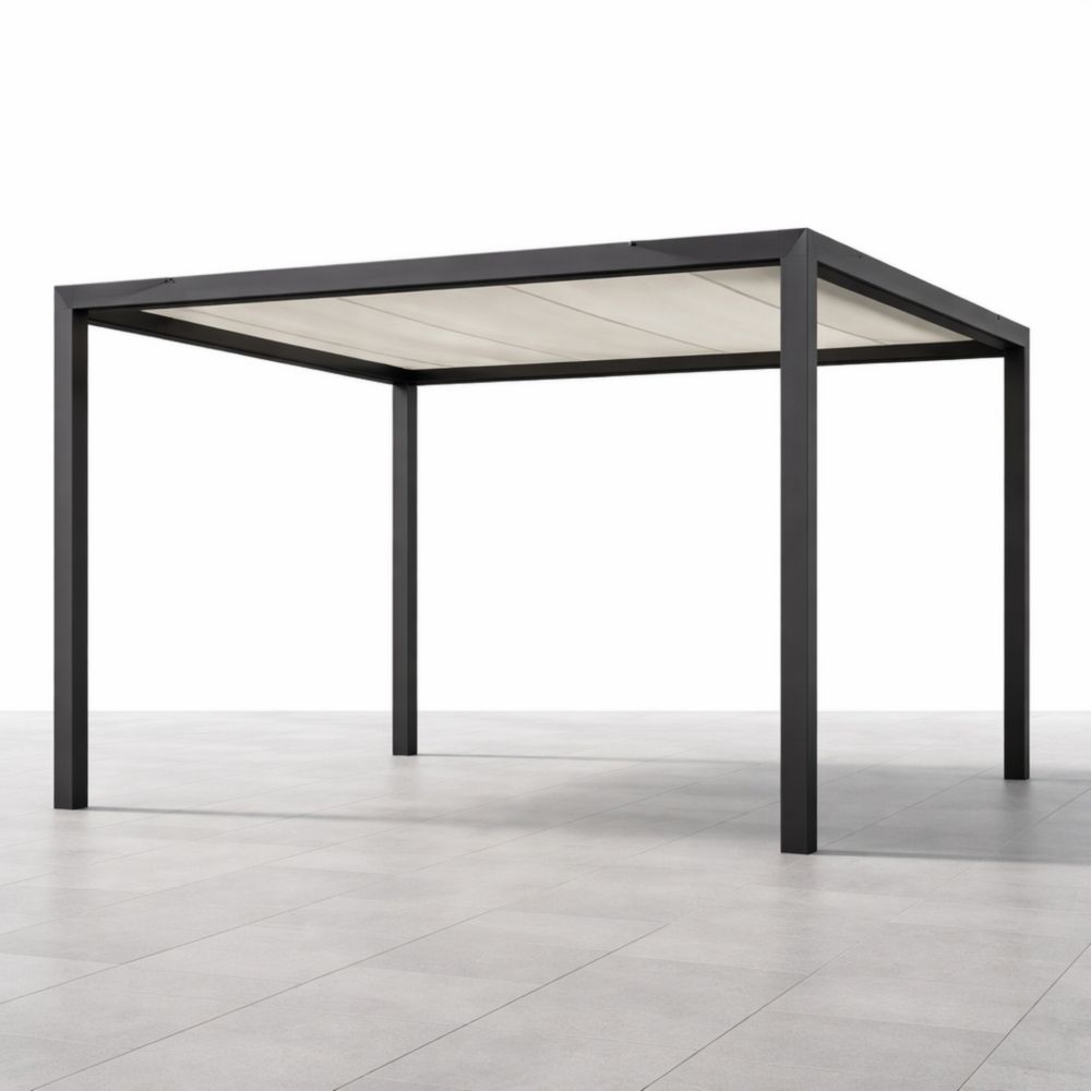 Pavillon de Jardin Rectangulaire Aluminium Acier Toile Beige