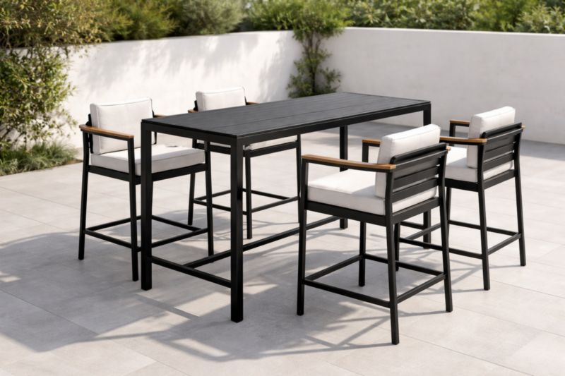 Ensemble de salle à manger extérieur en aluminium et tissu 180 x 90 x 105 cm