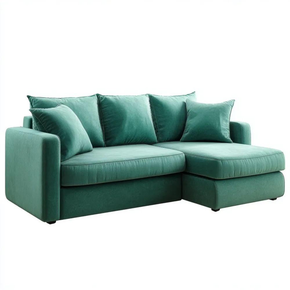 Ecksofa Samtpolsterung 200x140x85 cm – Grün – Moderner Stil