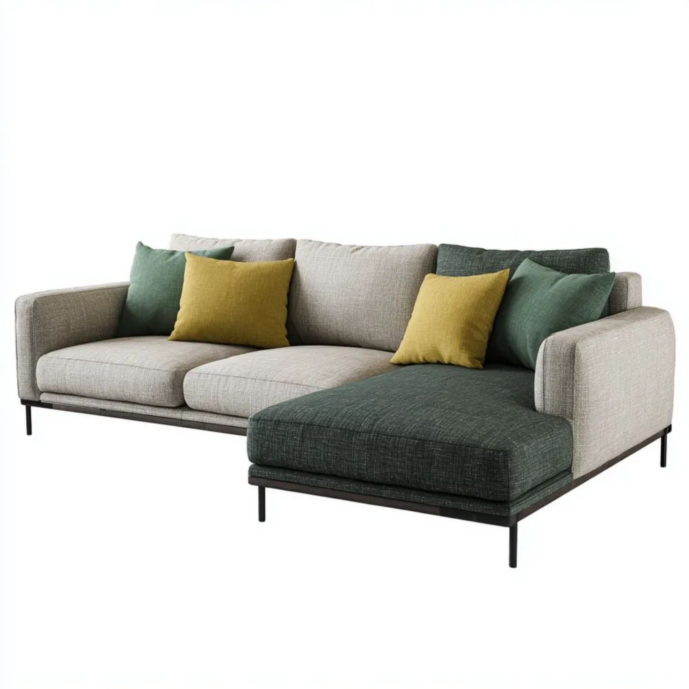 Ecksofa Stoff 270x150x85 cm – Beige/Grün – Modernes Design