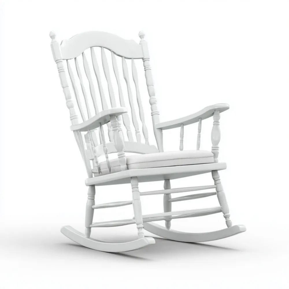 Schaukelstuhl Massivholz Weiß 85x65x115 cm – Klassisches Design