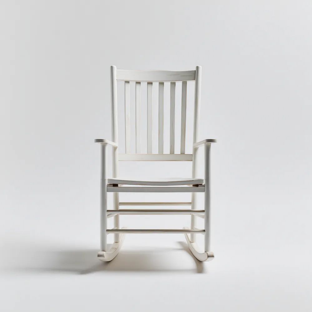 Schaukelstuhl Holz 105x75x95 cm – Weiß – Klassisches Design