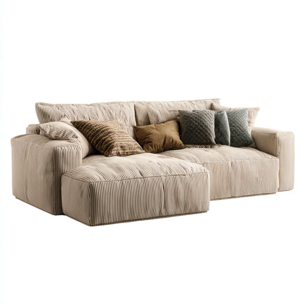 Ecksofa Cord 320x160x85 cm – Beige – Modernes Design