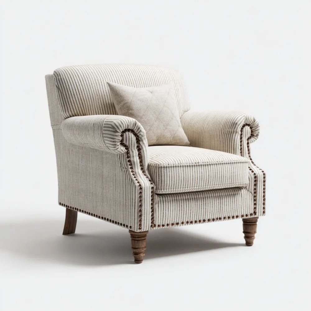 Klassischer Sessel Rippstoff 85x90x90 cm - Beige