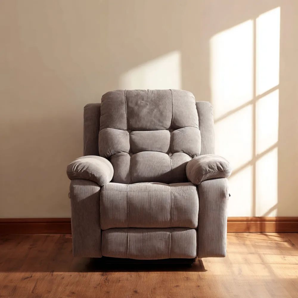 Relaxsessel Cordstoff 95x90x100 cm - Hellgrau - Ergonomisches Design