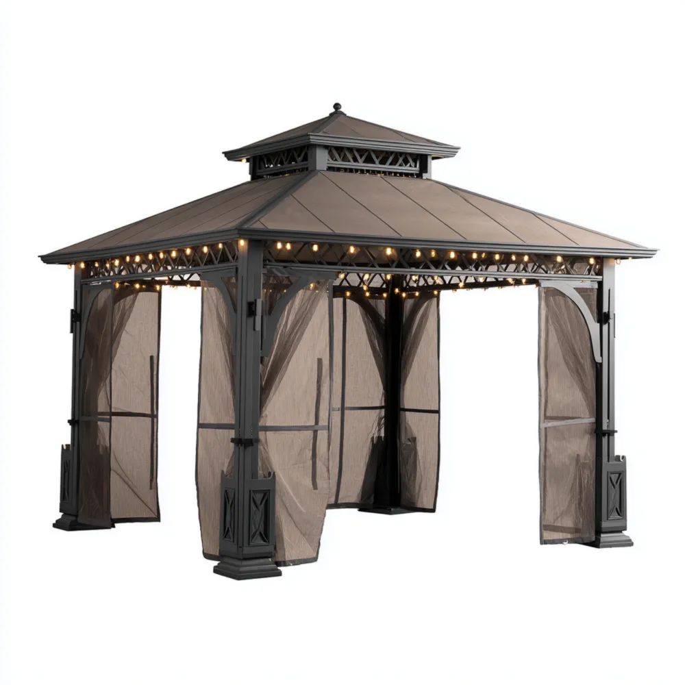 Gartenpavillon Stahl 300x400x270 cm - Braun - Modernes Design