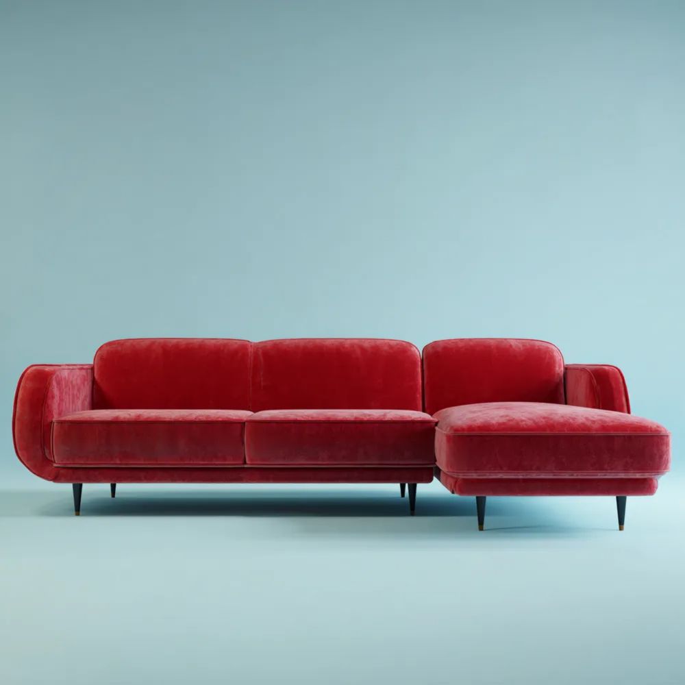 Ecksofa Samtstoff 250x150x85 cm – Rot – Modernes Design