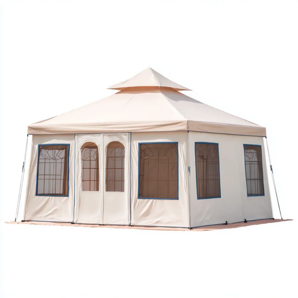 Pavillon Zelt Wasserdicht 400x300x270 cm - Beige - Gartenpavillon
