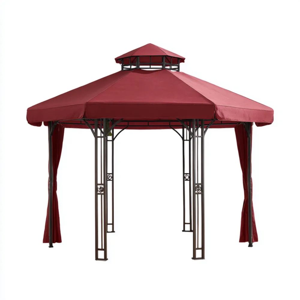 Gartenpavillon Metallgestell 300x300x250 cm - Weinrot - Wetterbeständig