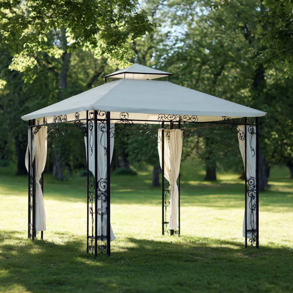 Gartenpavillon Metall 300x300x250 cm – Weiß – Klassisches Design
