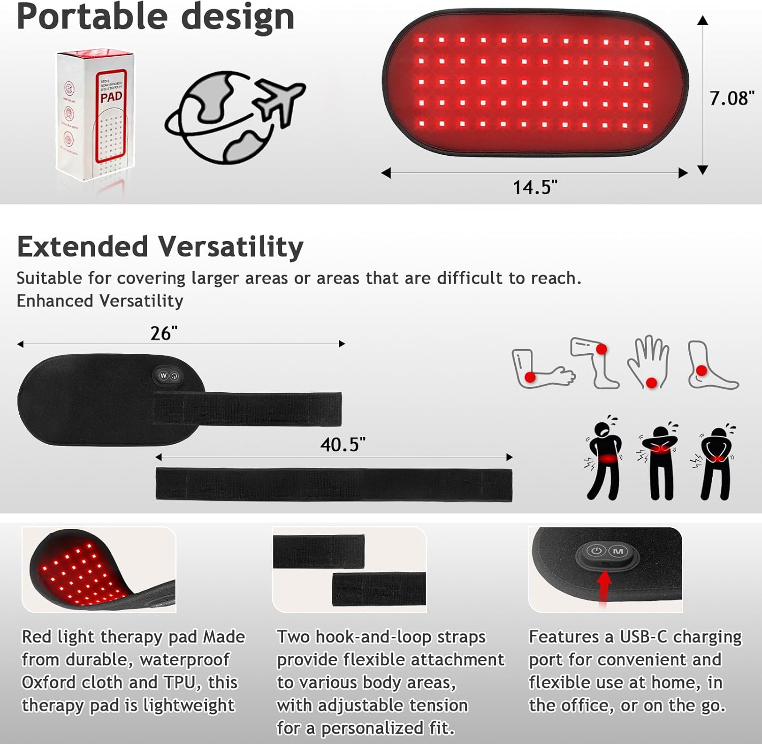 Lunovra B-60 LEDs red light therapy Pad