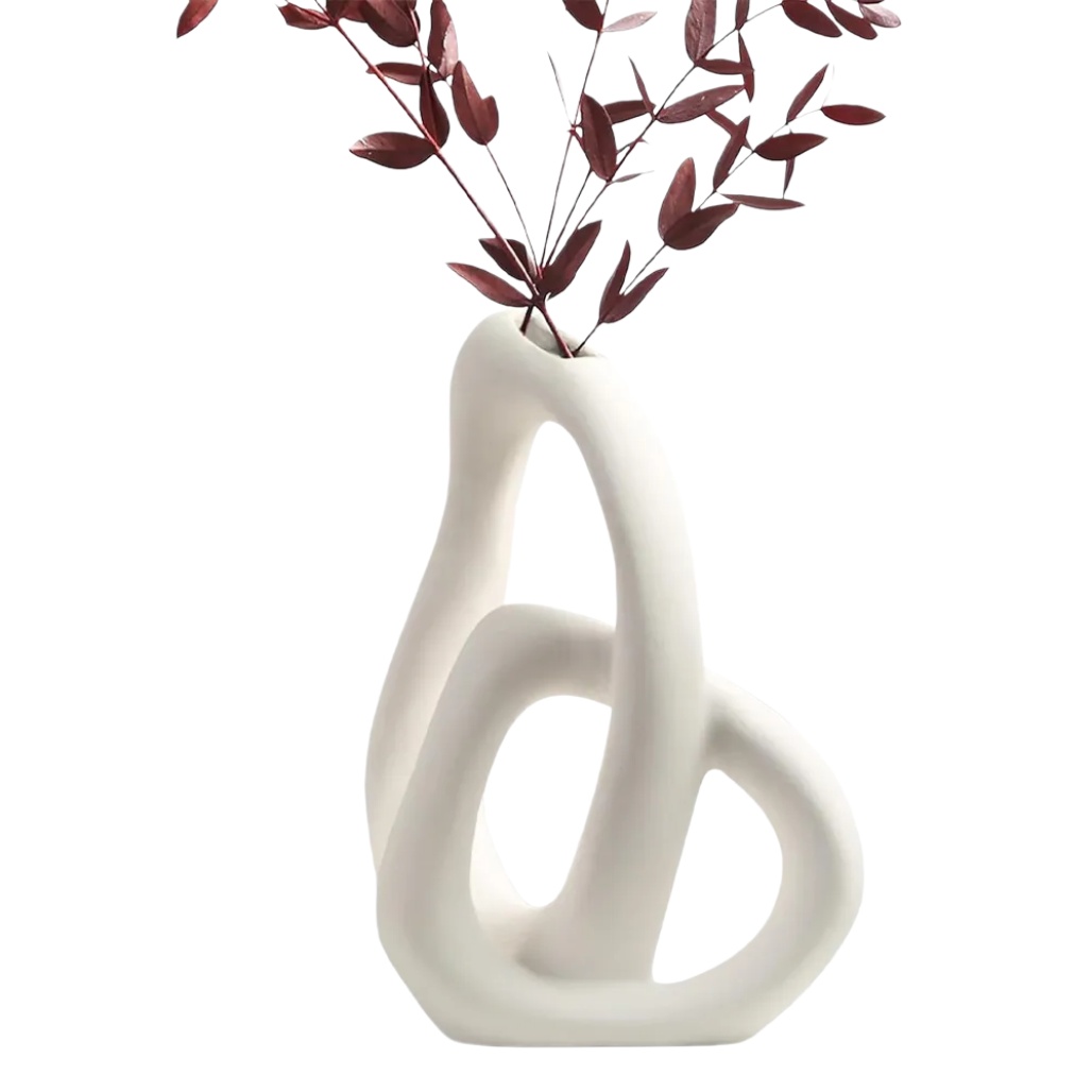 Vase décoratif en céramique pour fleurs - Idéal pour un intérieur moderne - Dimensions 30 cm de hauteur, 15 cm de largeur, 10 cm de profondeur-pureporcelaine