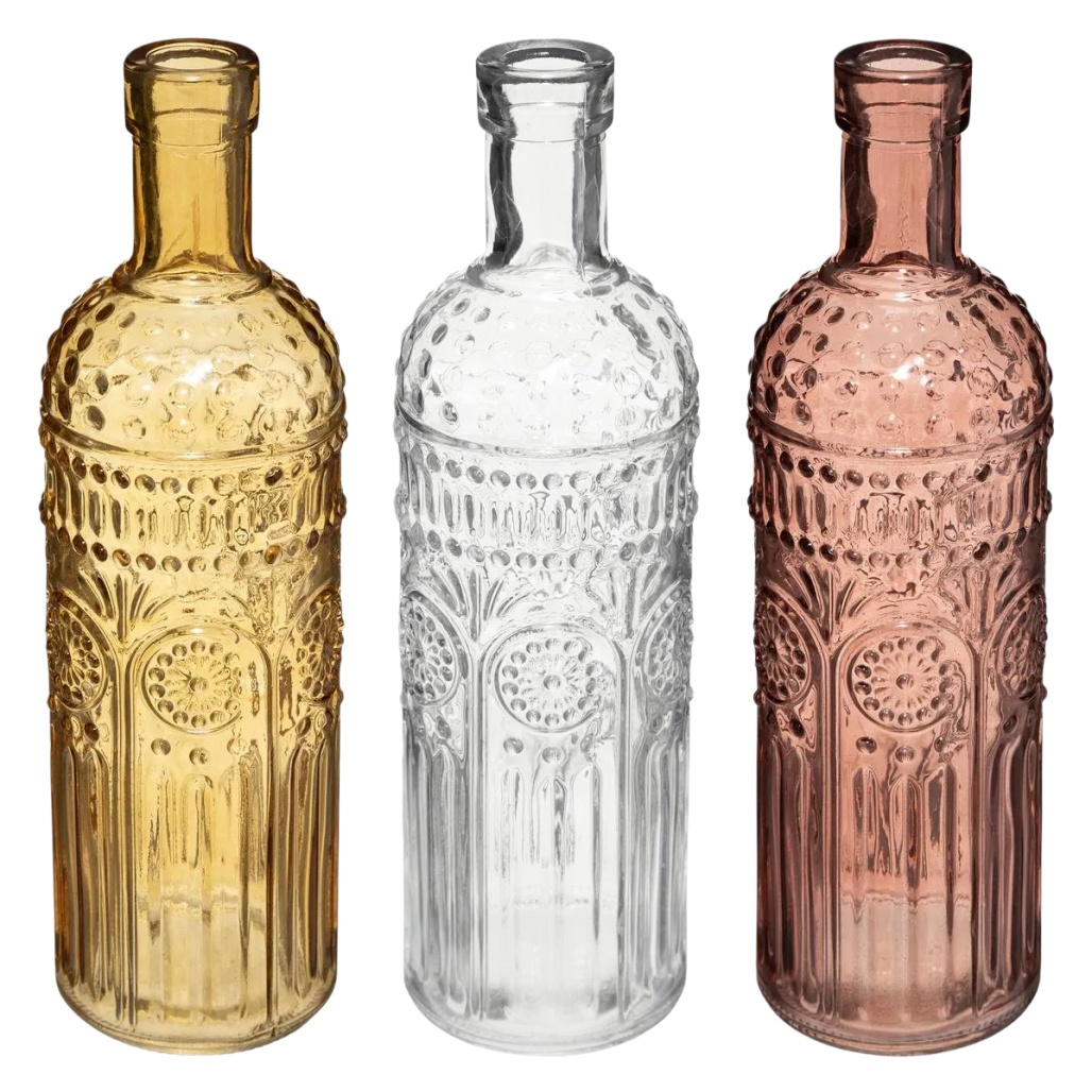 Bouteille décorative en verre transparent pour rangement ou décoration - 6 x 6 x 25-pureporcelaine