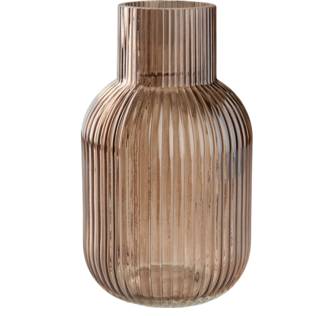 Vase en verre strié pour décoration d'intérieur - 15 x 15 x 30-styledevase