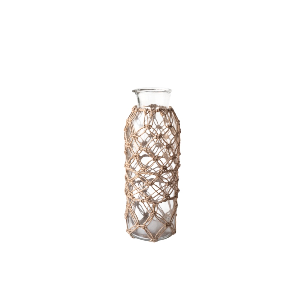 Vase en verre pour décoration intérieure avec enroulement en jute - 6 x 6 x 25-styledevase