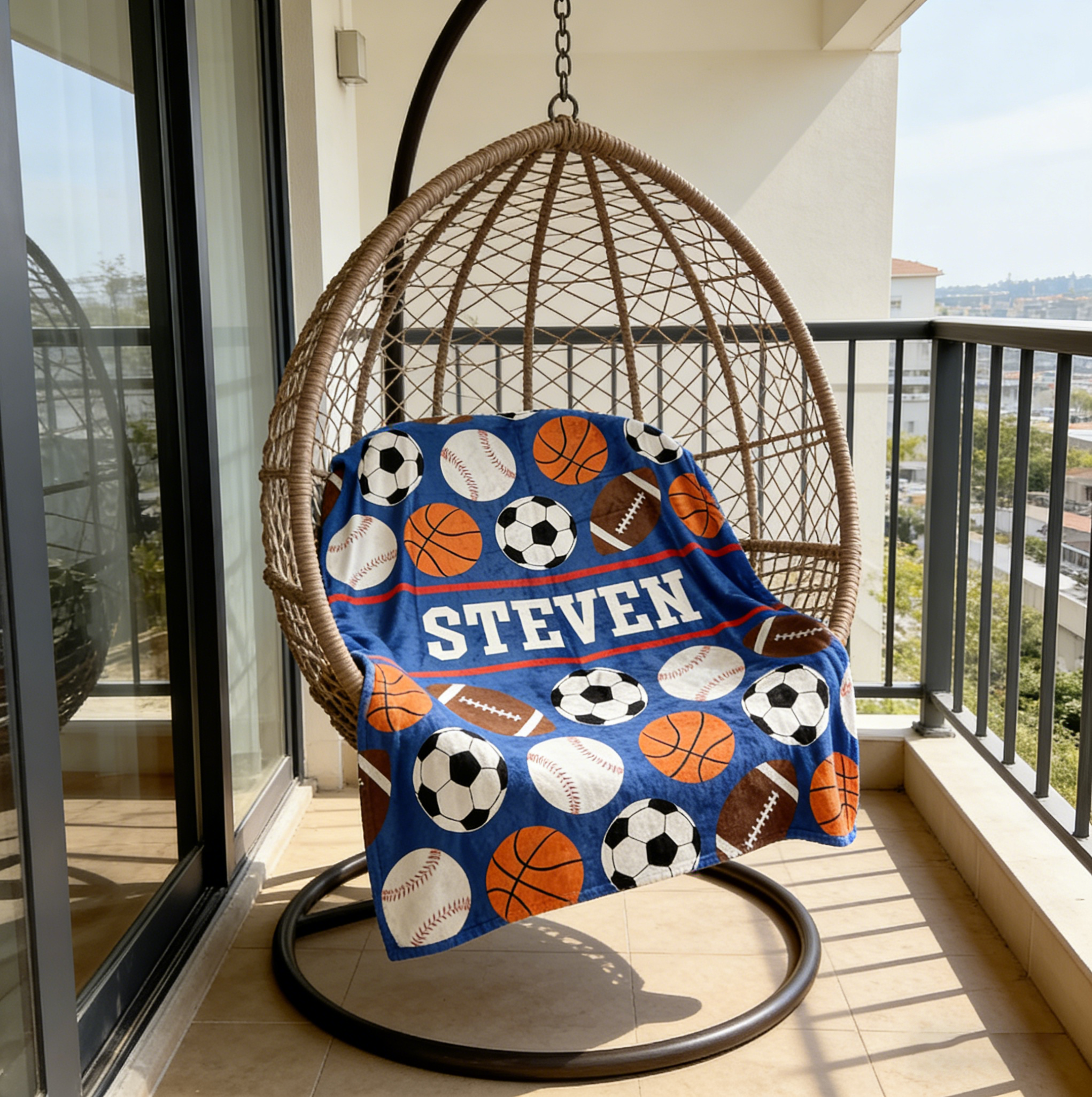 Personalized Sports Balls Custom Name Blanket