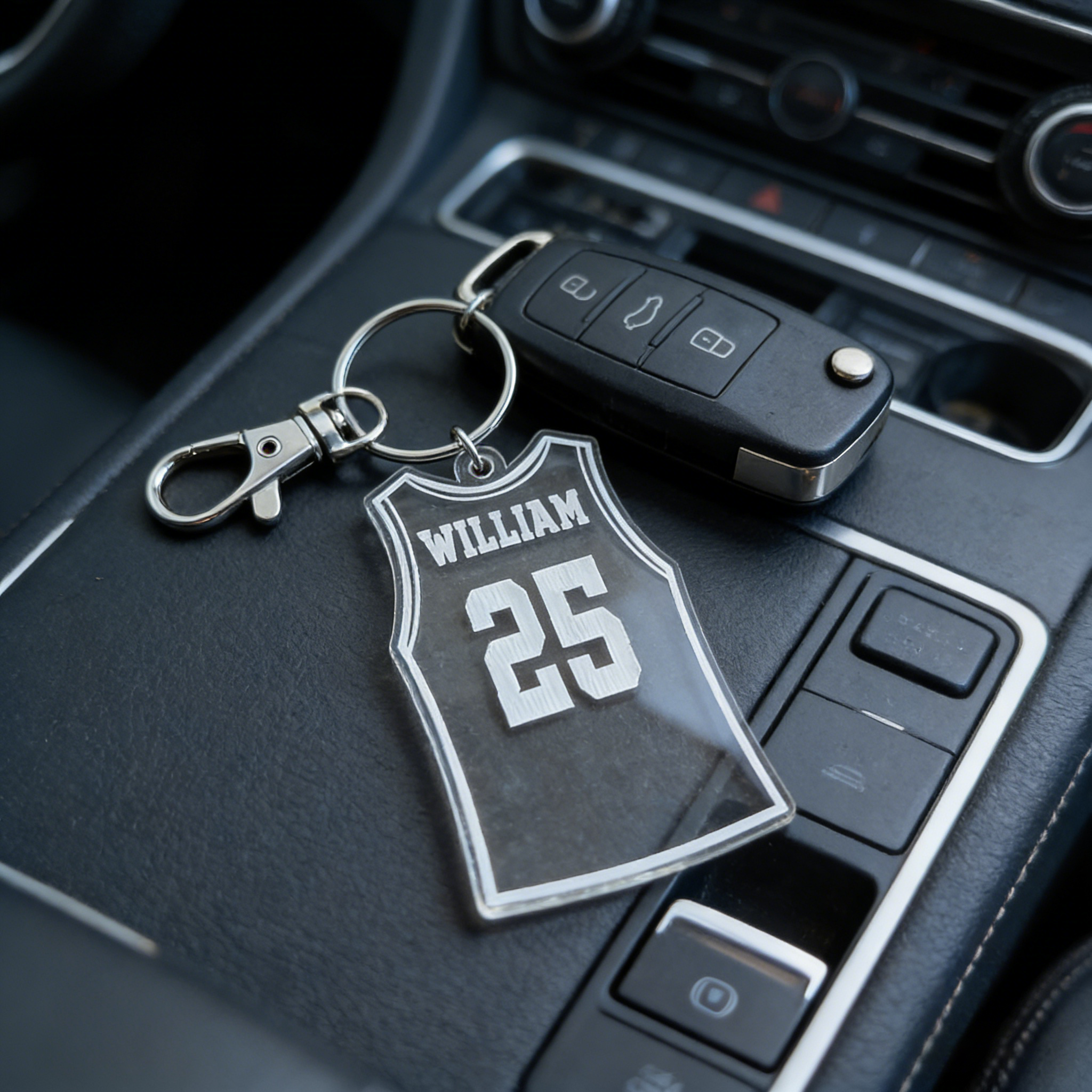 Personalized Basketball Jersey Keychain Custom Name & Number Acrylic Keyring