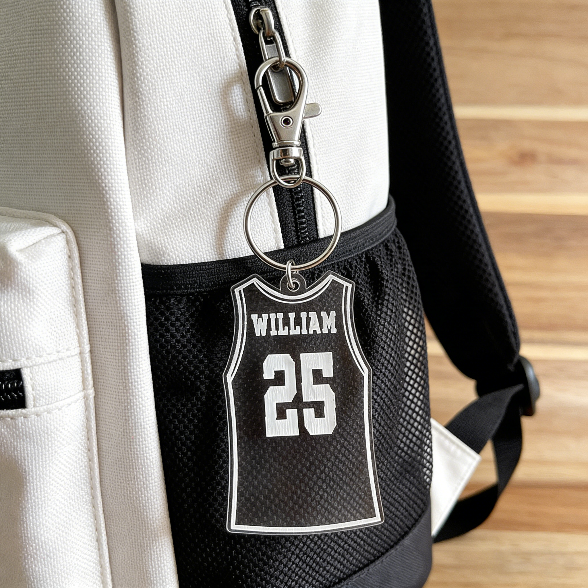 Personalized Basketball Jersey Keychain Custom Name & Number Acrylic Keyring