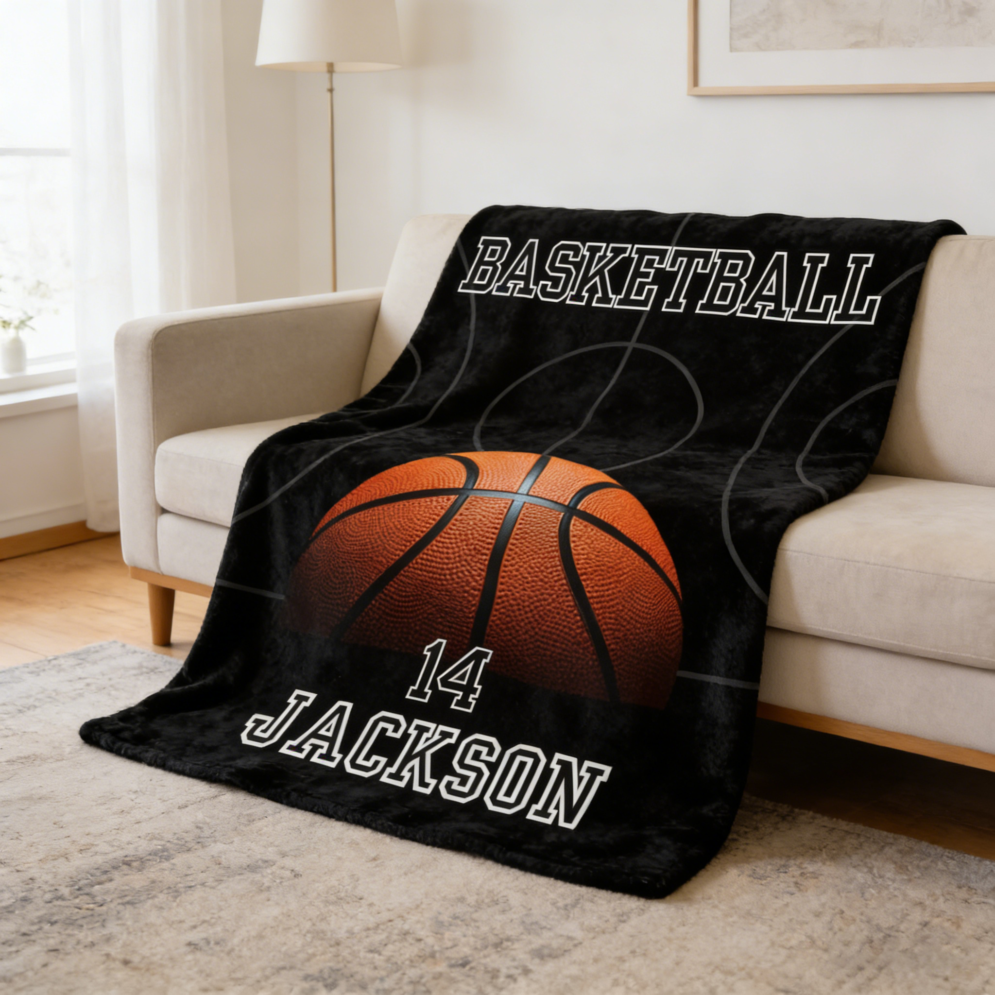 Personalized Sports Theme Basketball Custom Blanket