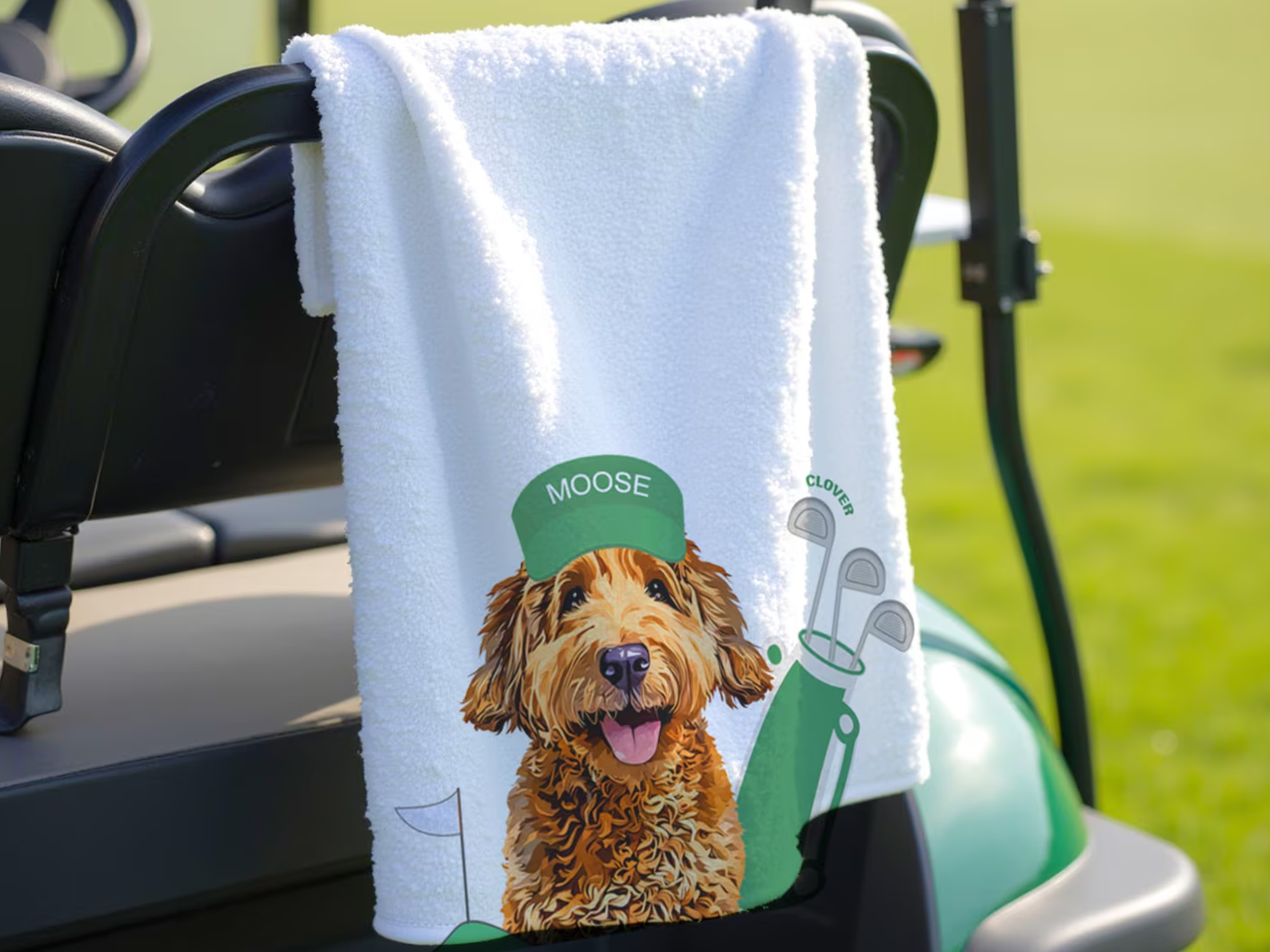 Personalized Golf Towel with Custom Pet Portrait and Name