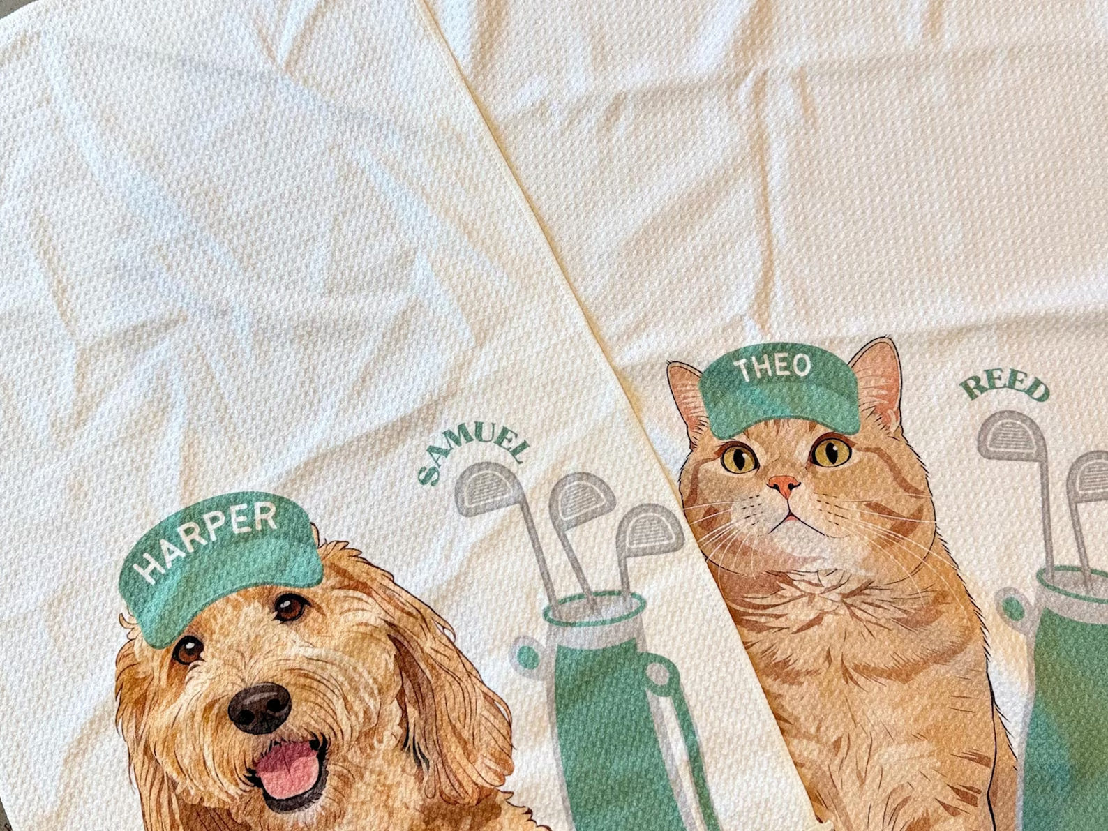 Personalized Golf Towel with Custom Pet Portrait and Name