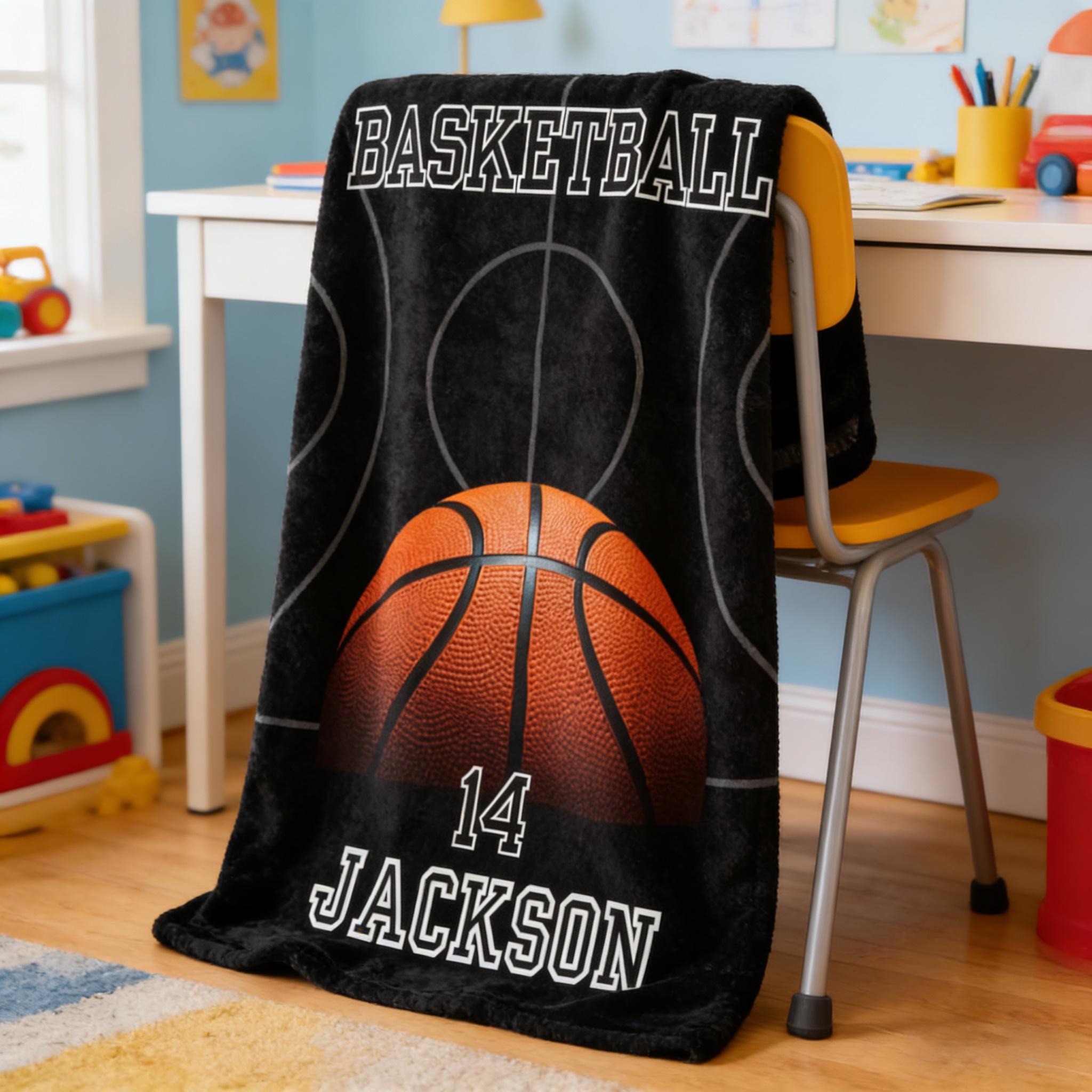 Personalized Sports Theme Basketball Custom Blanket