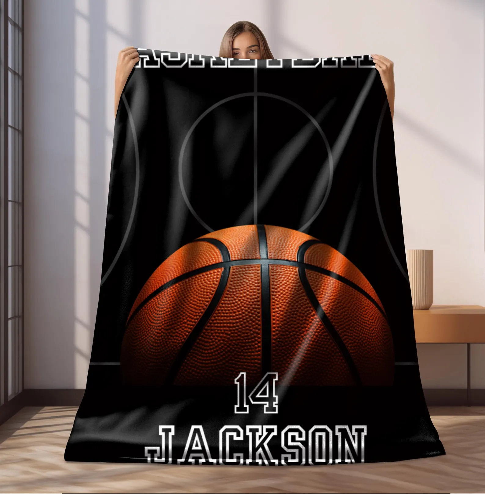Personalized Sports Theme Basketball Custom Blanket
