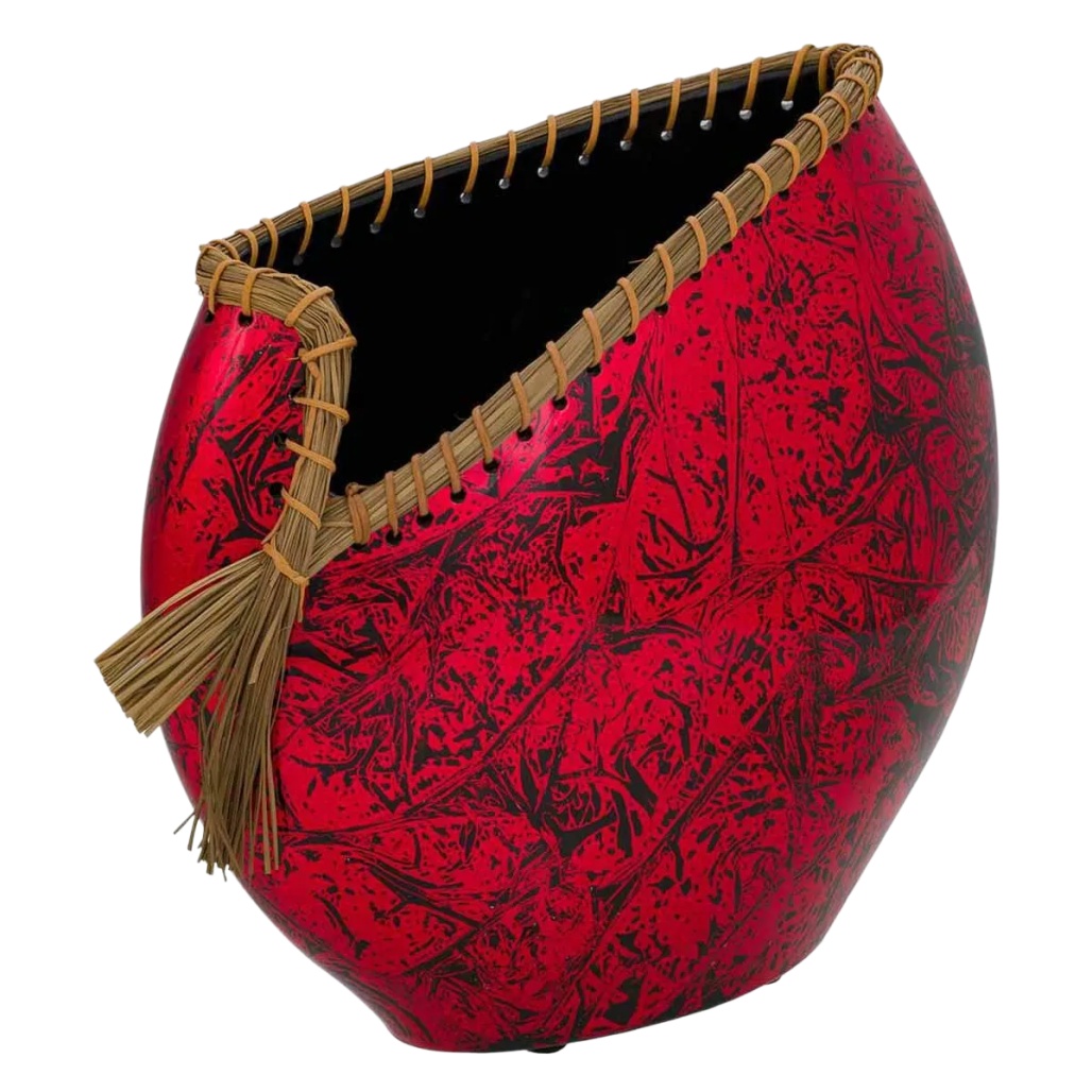 Vase décoratif pour intérieur en métal peint - 20 x 15 x 25-maindepotier