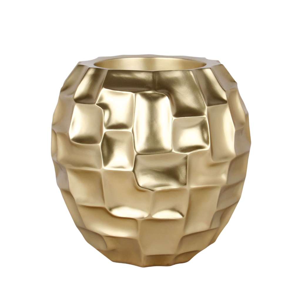 Vase décoratif en métal doré pour décoration intérieure - 12 x 12 x 15-maindepotier