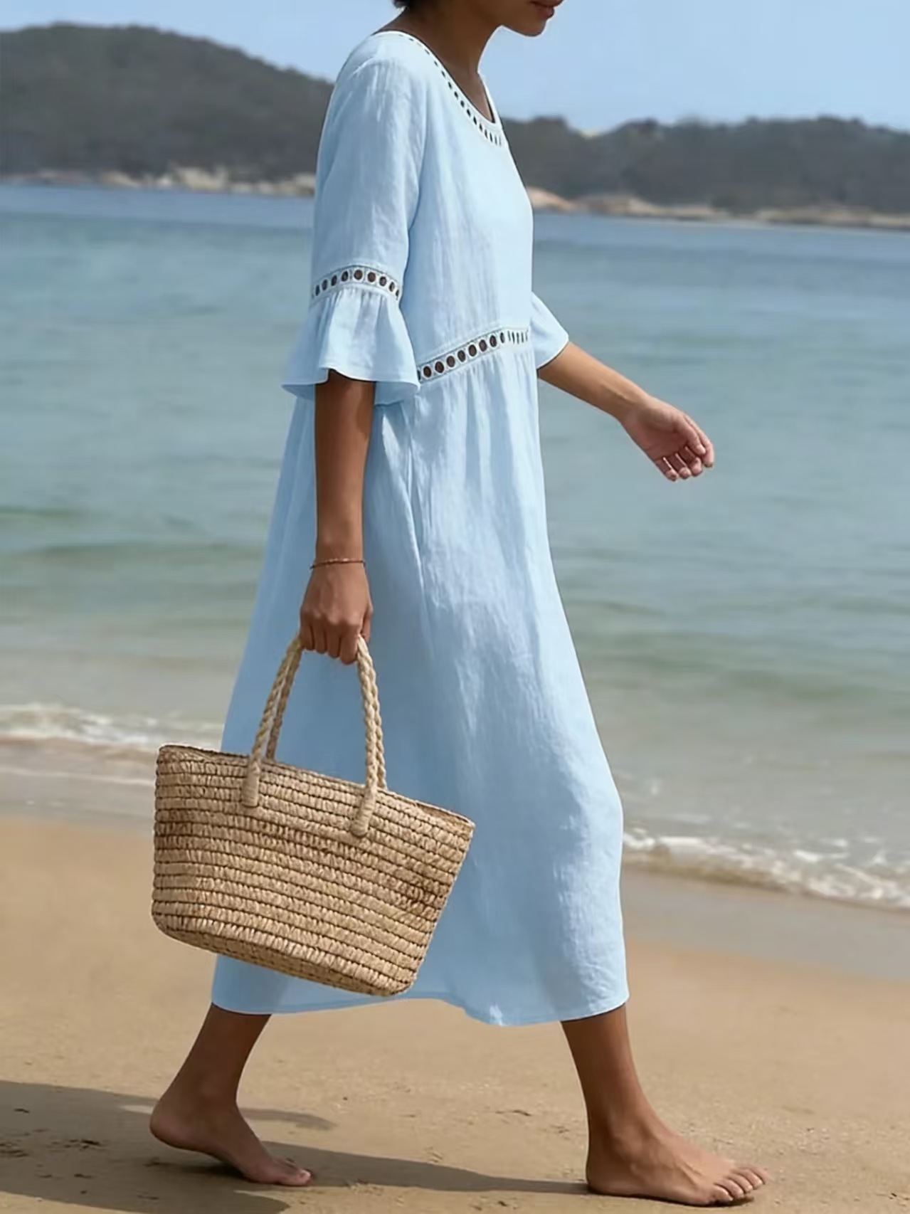 Women's Simple Solid Color Linen Blend Dress