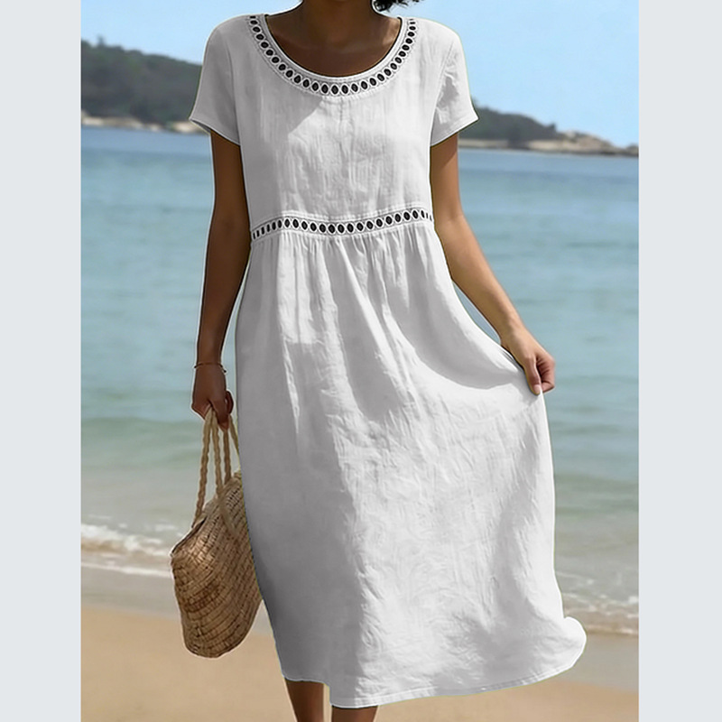 Women's Simple Solid Color Linen Blend Dress