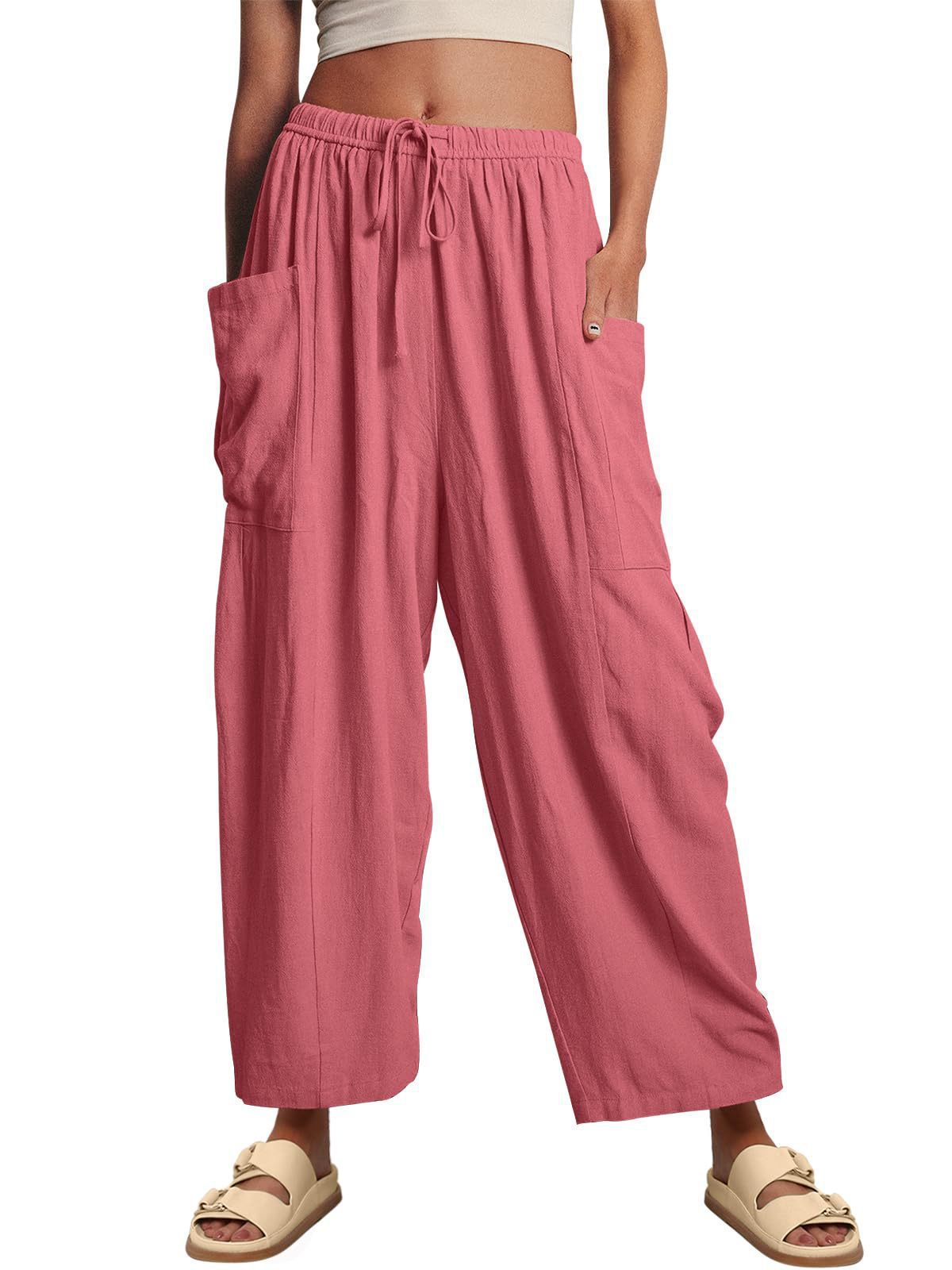Mauve Pinstriped Loose Pants
