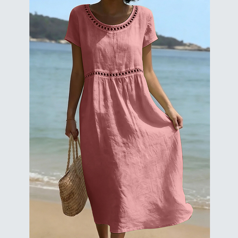 Women's Simple Solid Color Linen Blend Dress