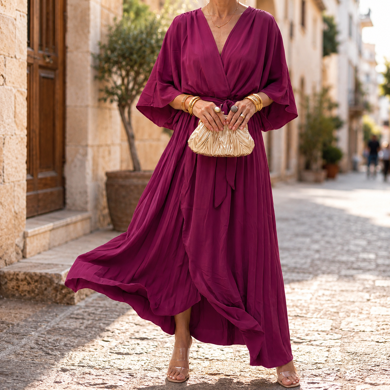 Mirabelle – Flowing V-Neck Midi Dress