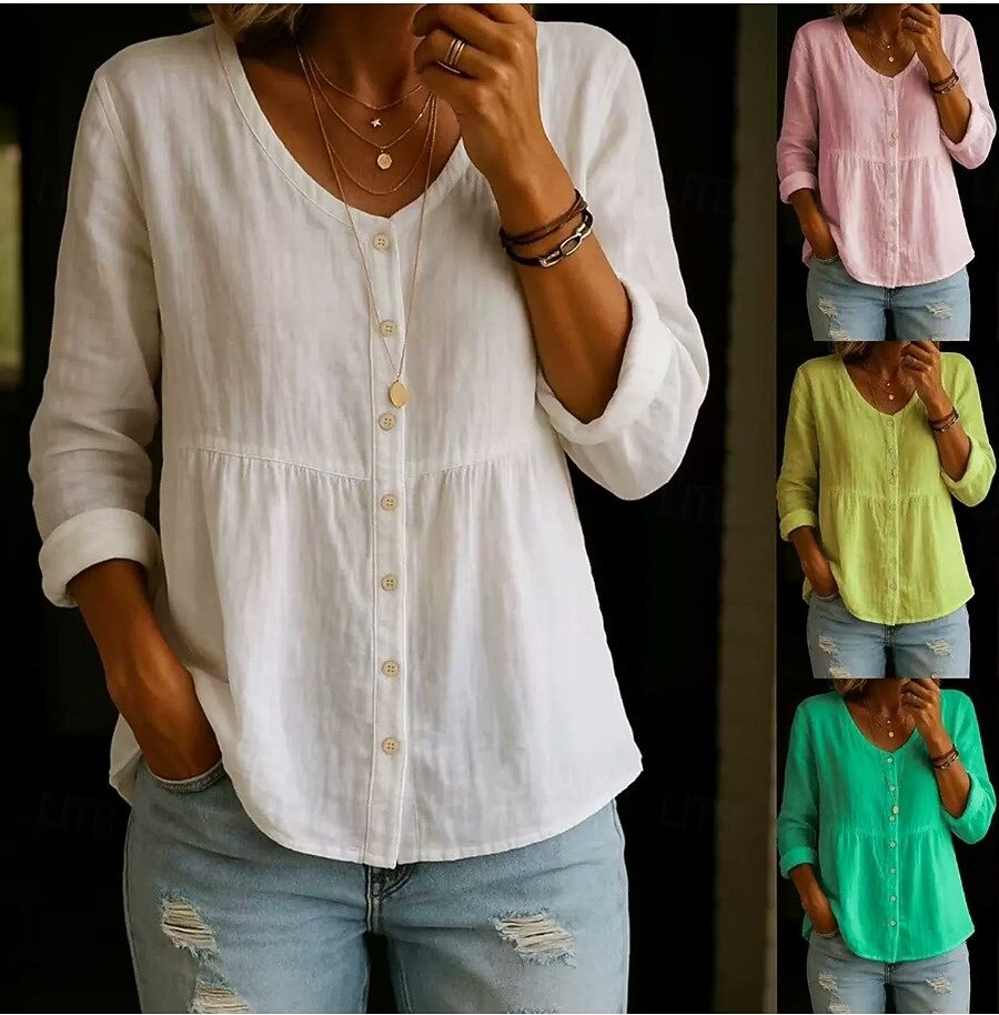 Women's Linen And Cotton Shirt