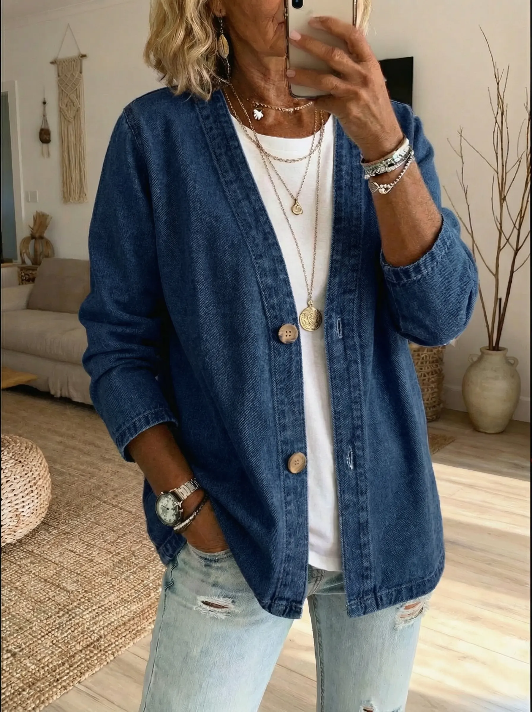Women's Casual Denim Cardigan