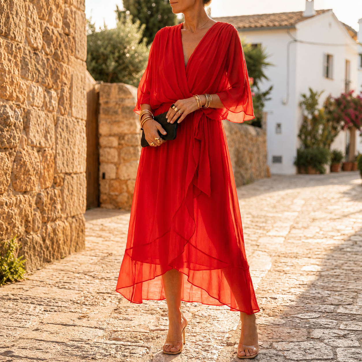 Mirabelle – Flowing V-Neck Midi Dress