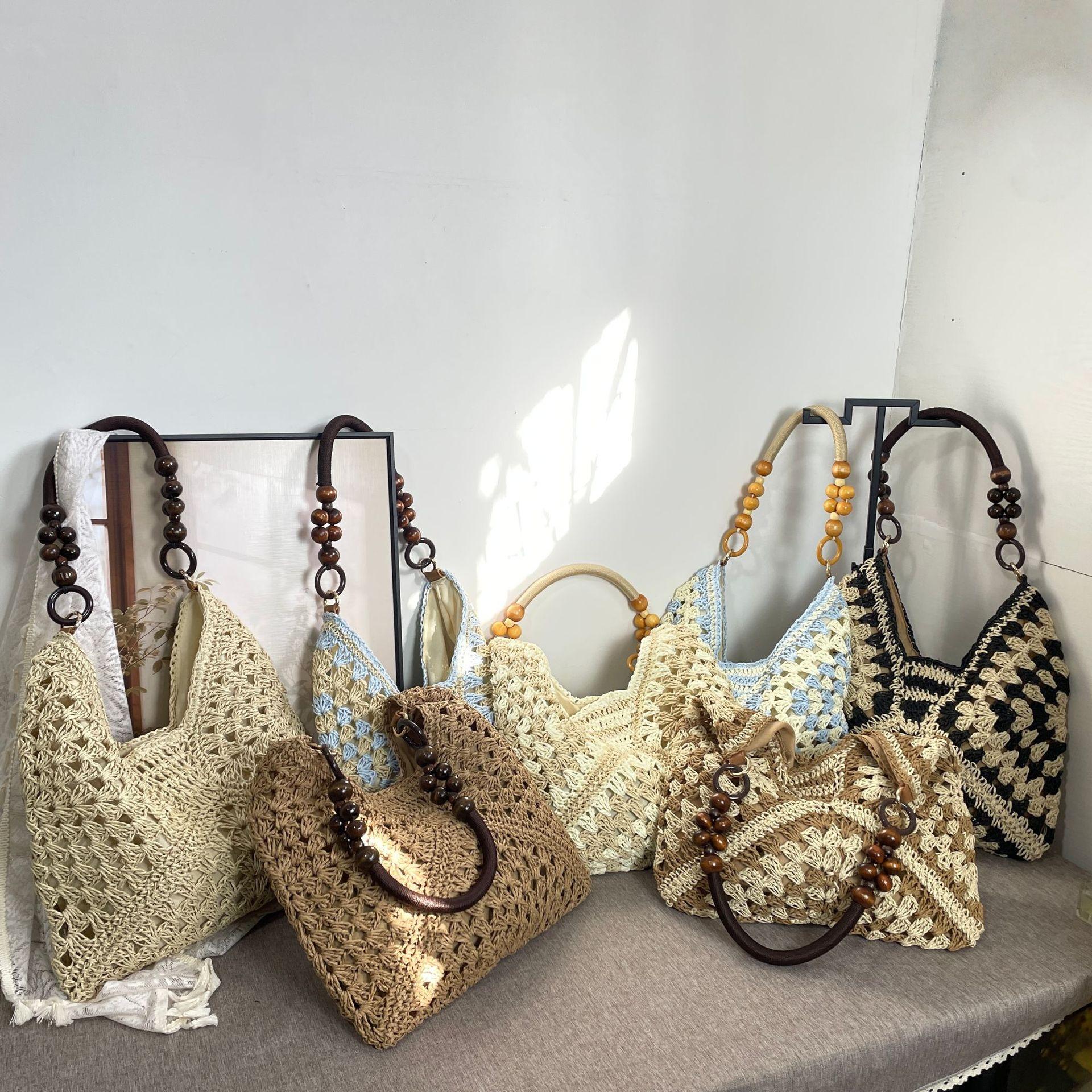 New Fashionable Handmade Woven Bag Versatile Paper Rope Crochet Straw Shoulder Bag for Beach & Vacation Style Lightweight Functional Summer Accessory New Fashionable Handmade Woven Bag Versatile Paper Rope Crochet Straw Shoulder Bag for Beach & Vacation Style Lightweight Functional Summer Accessory