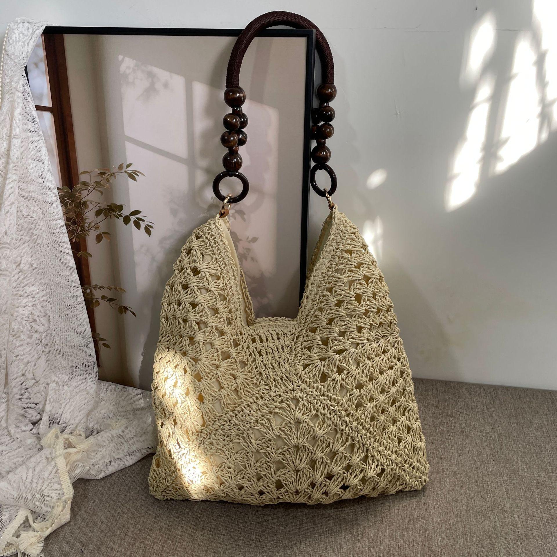 New Fashionable Handmade Woven Bag Versatile Paper Rope Crochet Straw Shoulder Bag for Beach & Vacation Style Lightweight Functional Summer Accessory New Fashionable Handmade Woven Bag Versatile Paper Rope Crochet Straw Shoulder Bag for Beach & Vacation Style Lightweight Functional Summer Accessory
