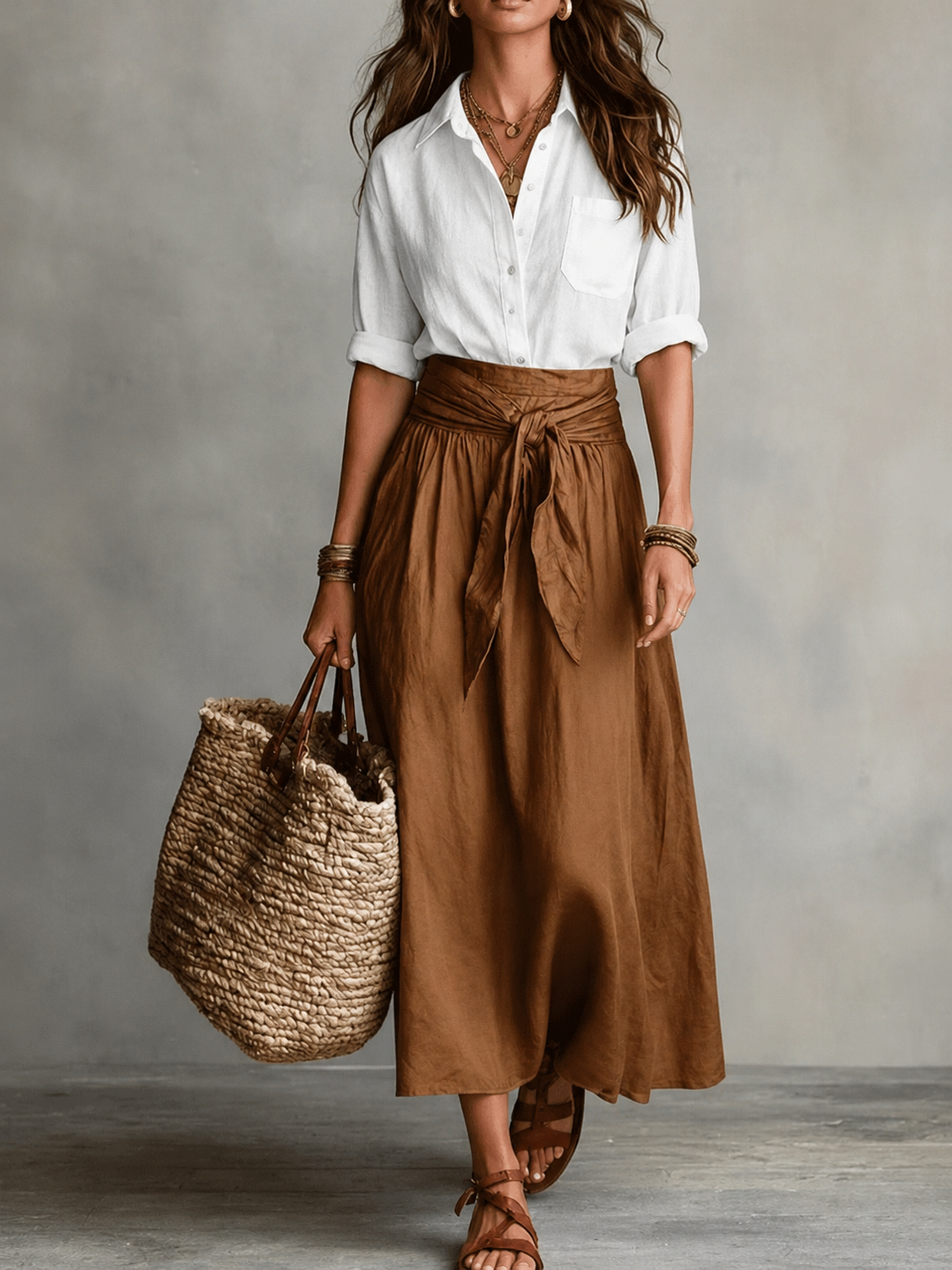 Modern Color Block Top & Skirt Set