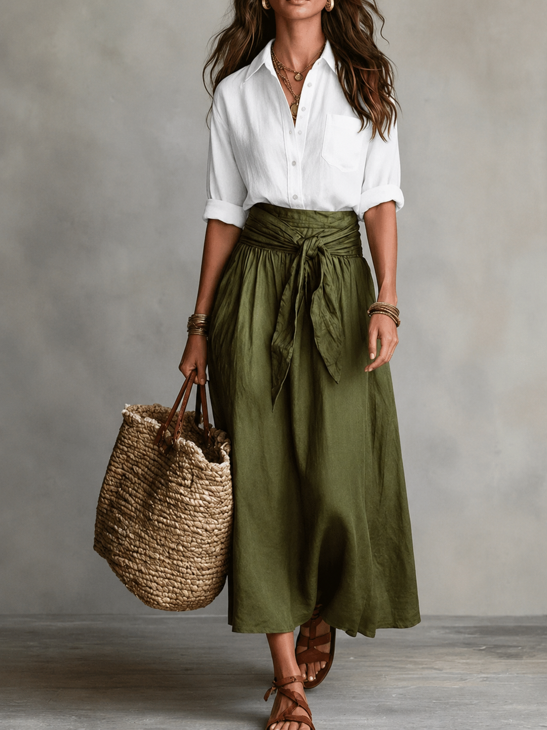 Modern Color Block Top & Skirt Set