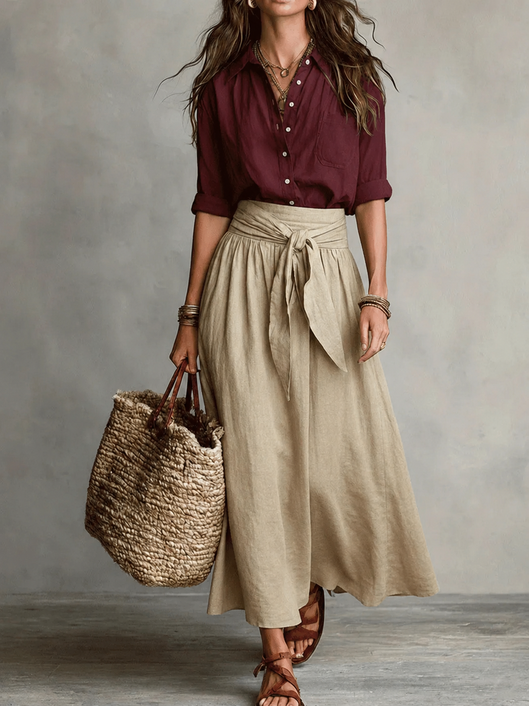 Modern Color Block Top & Skirt Set