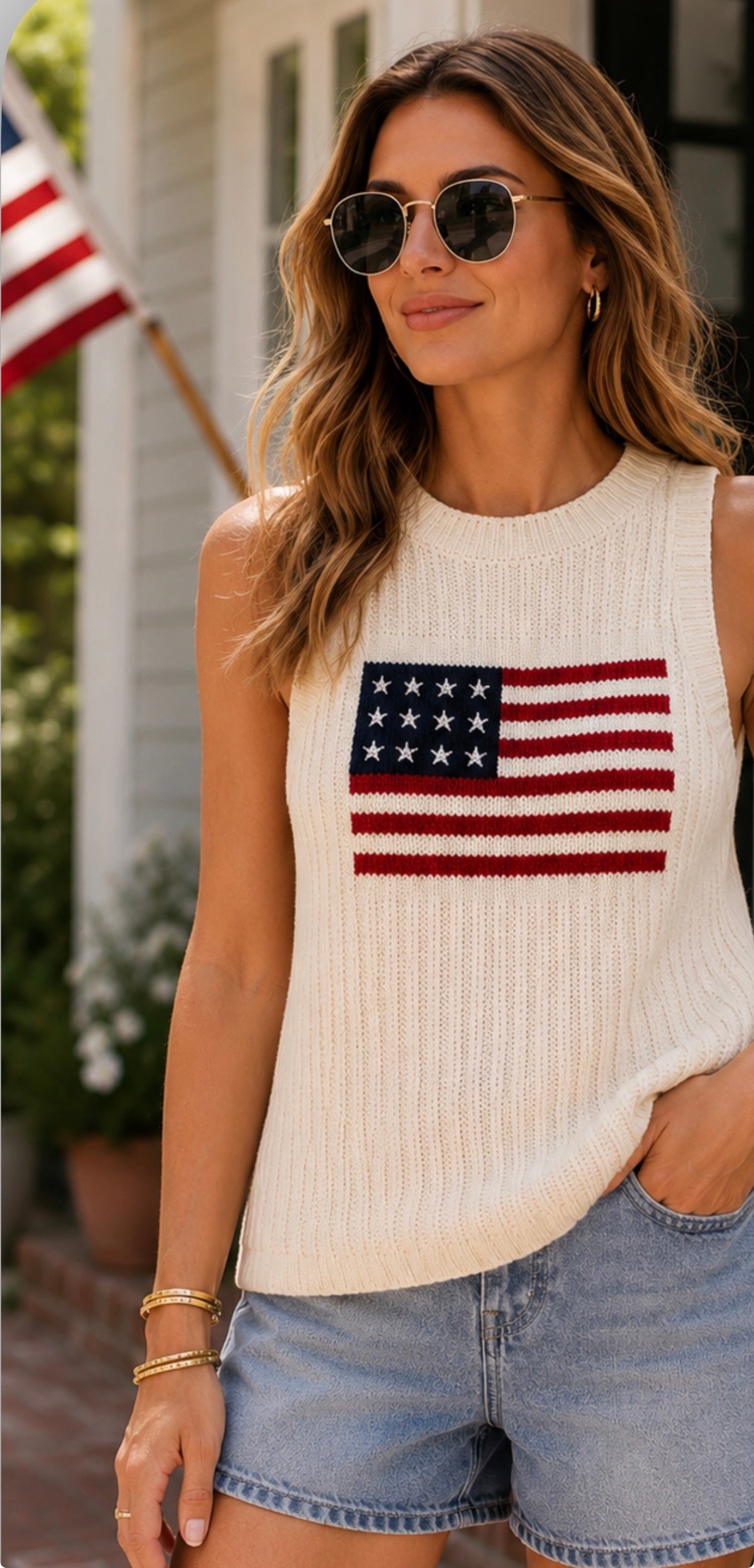 US Women Patriotic Flag Tank