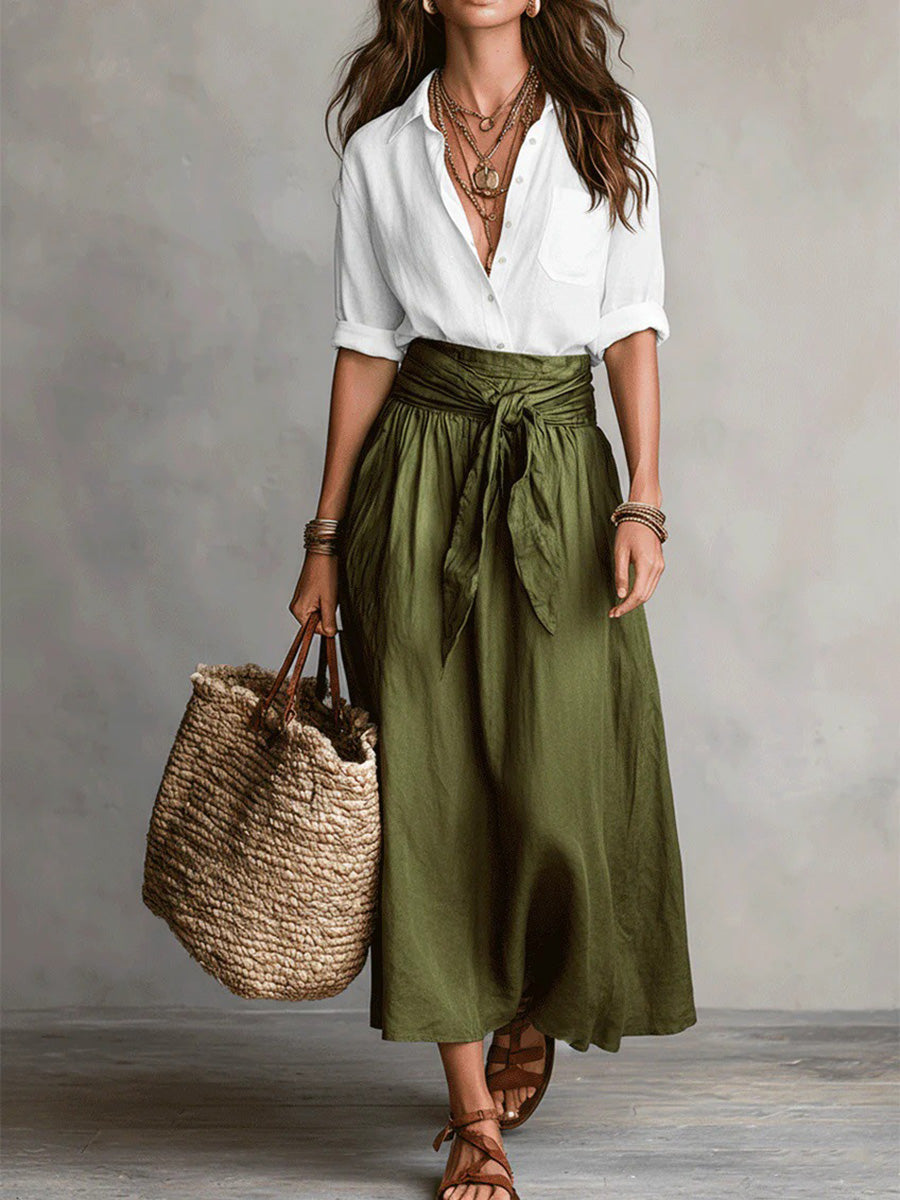 Modern Color Block Top & Skirt Set